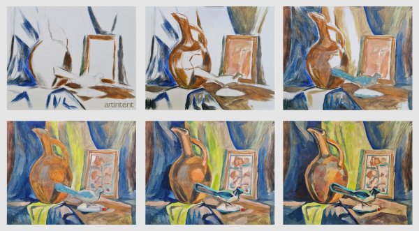 Этапы выполнения натюрморта живопись