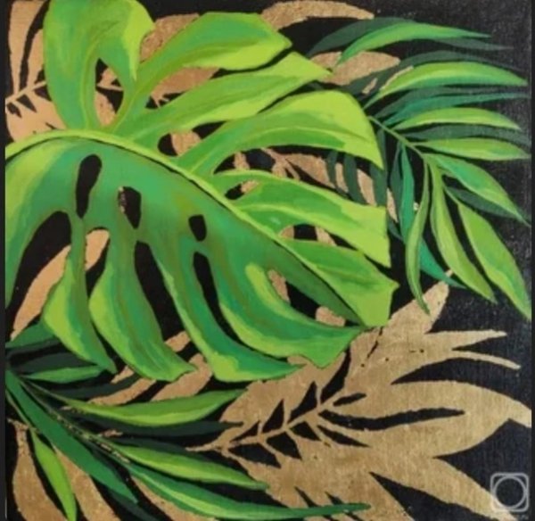 Тропические листья акрилом