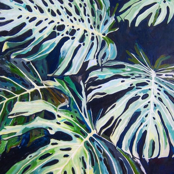 Тропические листья живопись