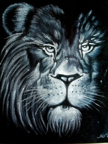 Картина на бархате Лев