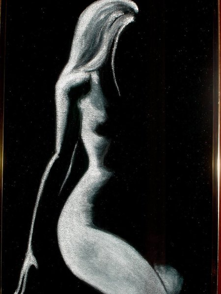 Картина силуэт девушки на черном