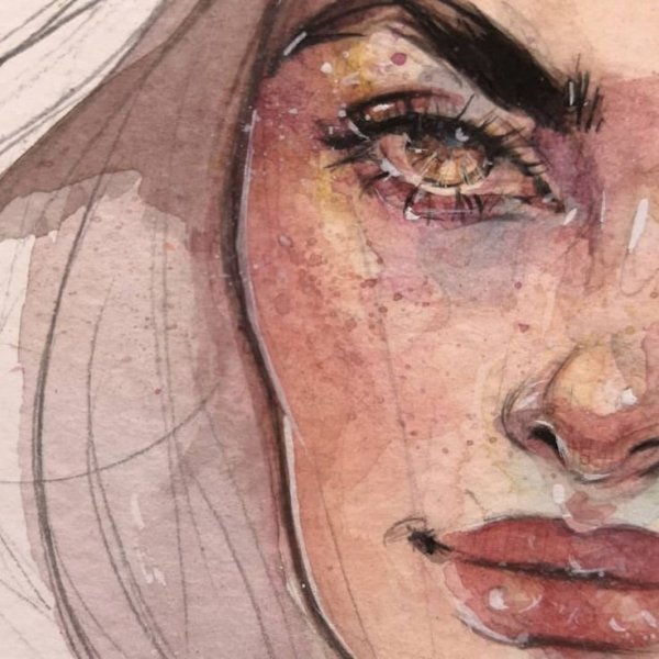 Портрет нос акварель