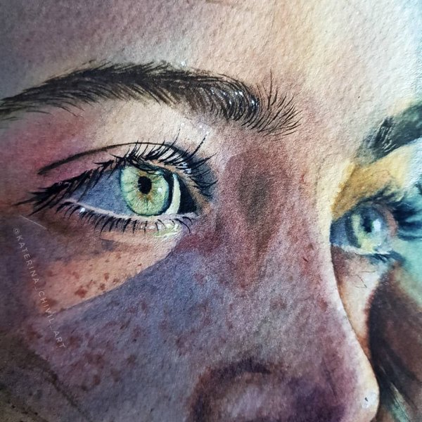 Глаз человека акварелью