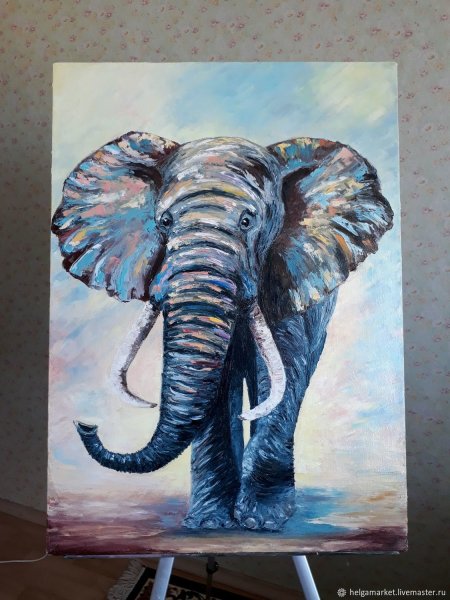 Картина слон мастихином