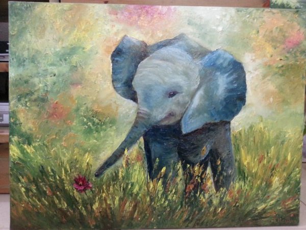 Слоник гуашью