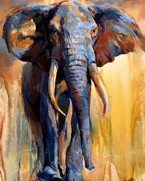 Слон маслом на холсте