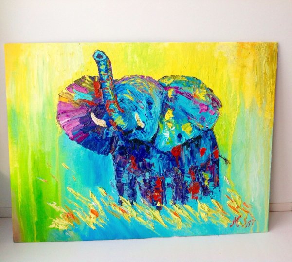 Слон маслом на холсте