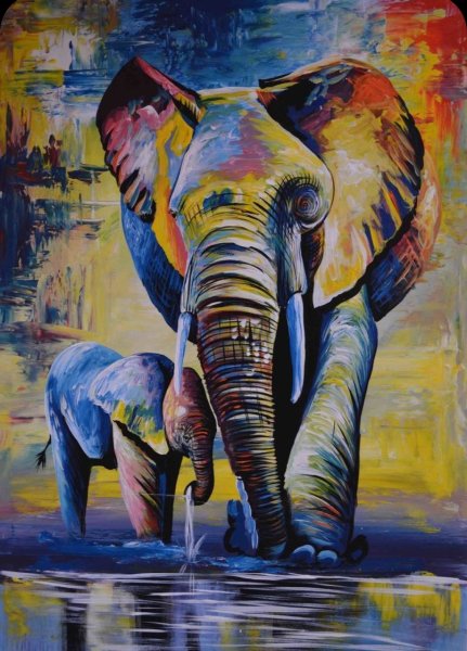 Слоны маслом