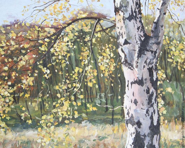 Березовая роща осенью Этюд