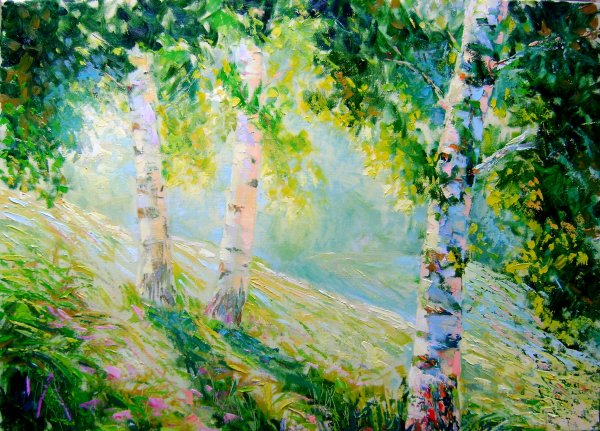 Старая береза живопись