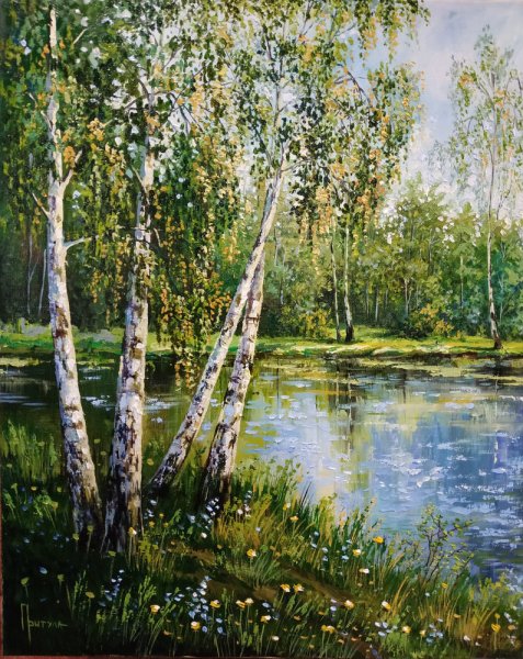 Березы акрилом на холсте