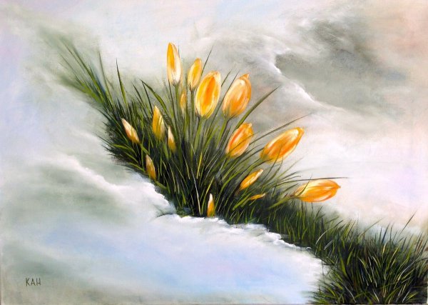Весенние цветы пастелью
