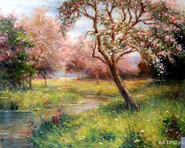Яблоневый сад картины художника Минаев Сергей