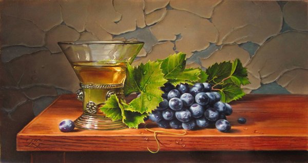 Леушин а.с. натюрморт с виноградом. Натюрморт. Живопись.