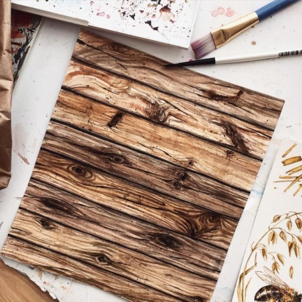 Деревянная доска акварелью