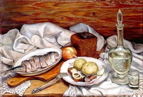 Елена Шумакова художник натюрморты с селедкой