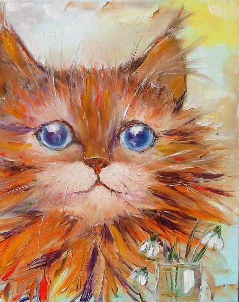 Коты живопись маслом