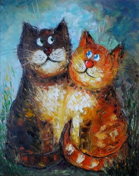 Кошки живопись маслом