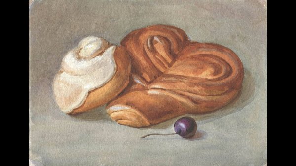 Булочки акварелью