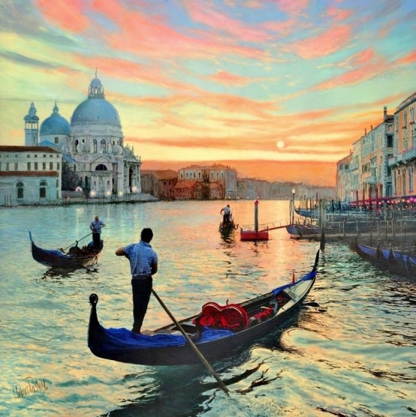 Италия гондолы акварель