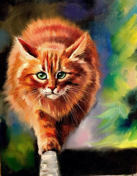 Рыжий котенок живопись