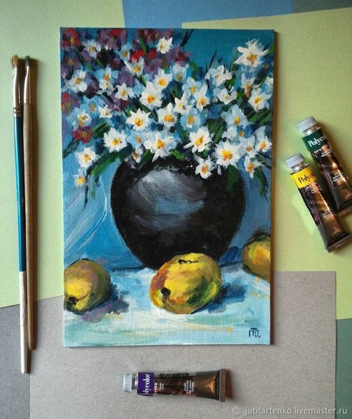 Акриловыми красками на холсте