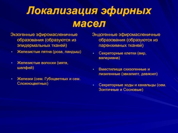 Эндогенные образования эфирных масел