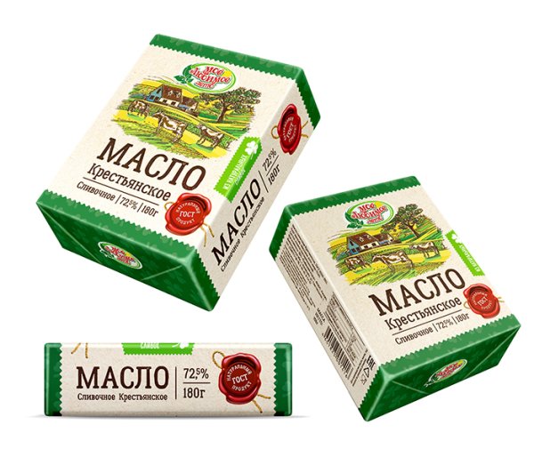 Масло сливочное в зеленой упаковке