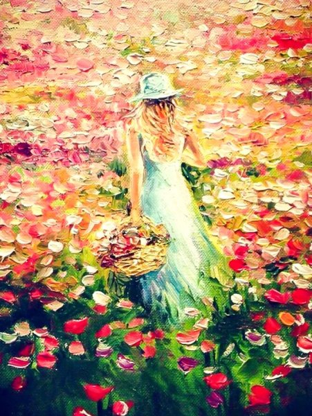 Портрет в цветах маслом