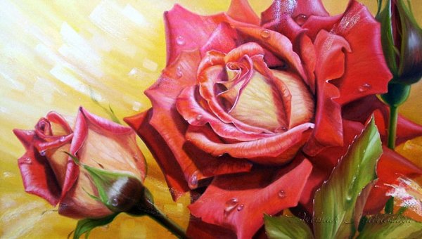 Розы маслом на холсте