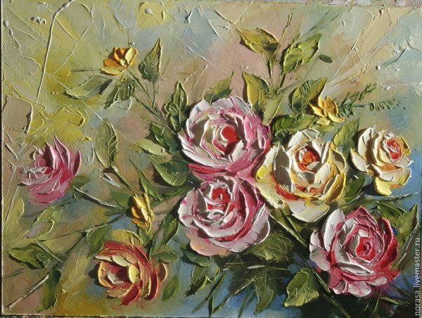 Живопись мастихином розы