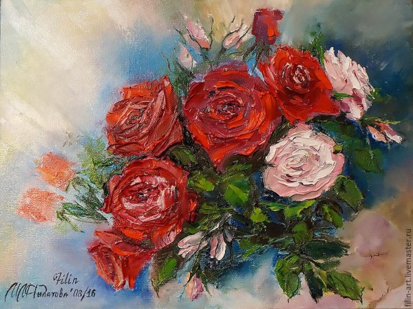 Розы маслом на холсте