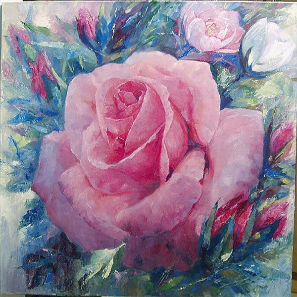 Розы гуашью