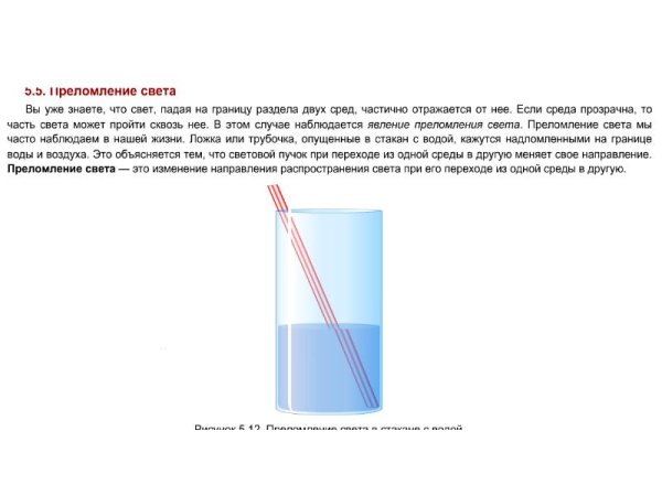 Закон преломления света опыт