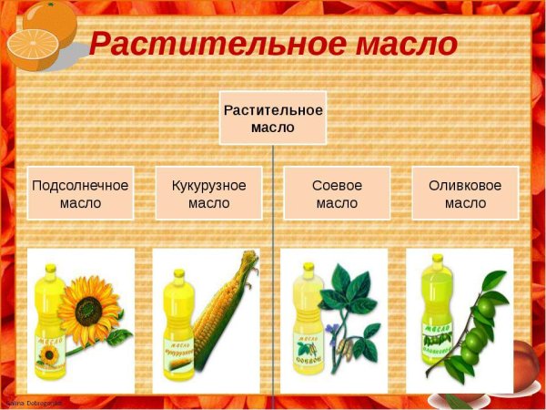 Виды растительных масел
