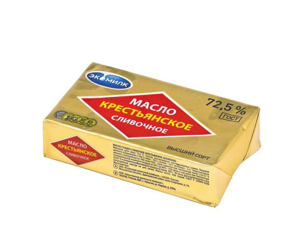 Масло сливочное 180г 72,5% "Крестьянское" (Экомилк)