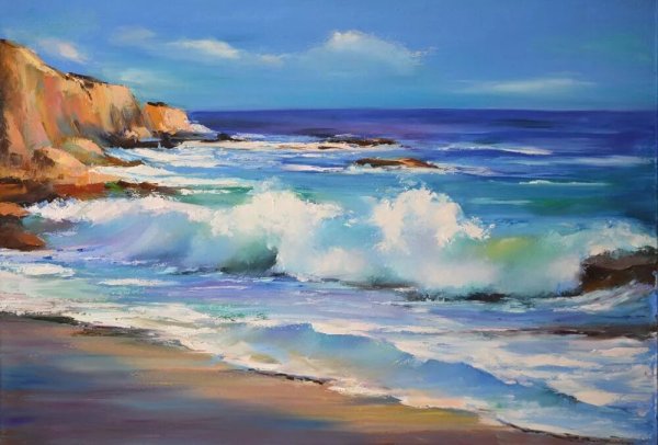 Море волна Прибой картины маслом