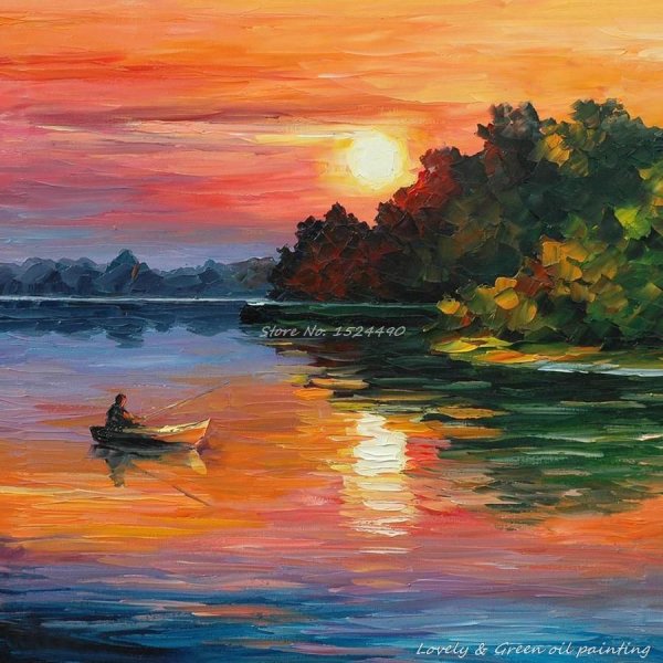 Леонид Афремов закат на озере