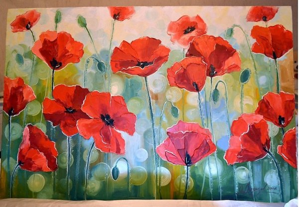 Цветы акрилом маки