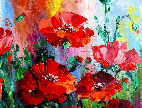 Картина маки мастихином