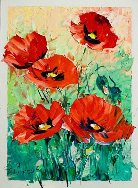 Маки акриловыми красками на холсте