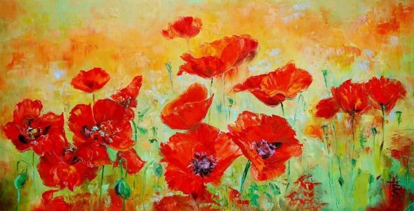 Маки маслом на холсте для начинающих