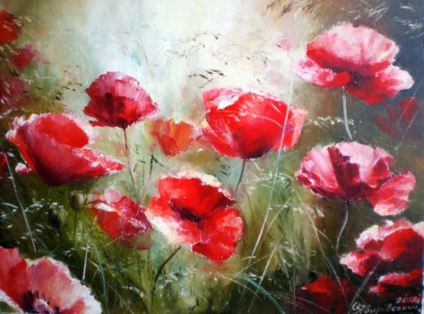Маки мастихином акрил