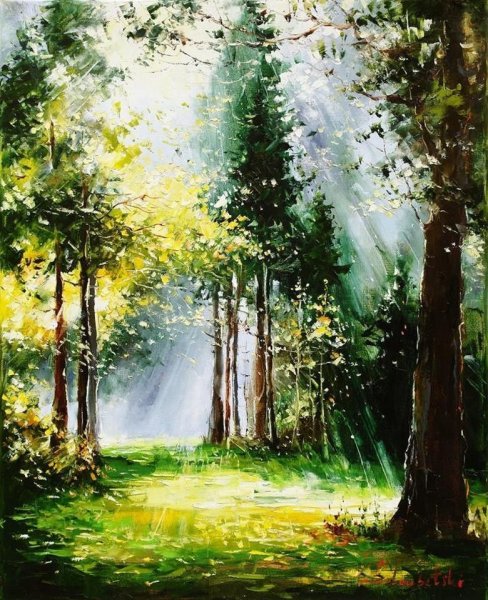 Лес акварелью