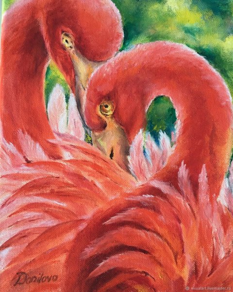 Фламинго маслом на холсте