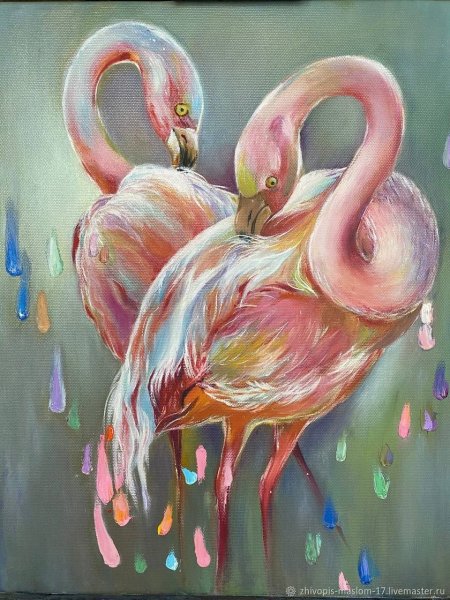 Фламинго живопись масло