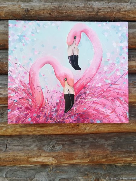Фламинго картина акрилом