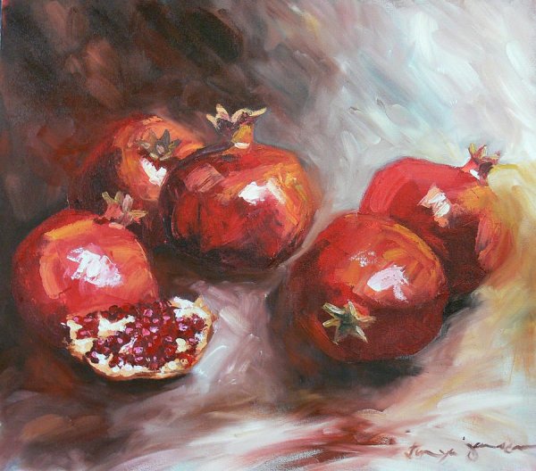 Гранаты маслом на холсте