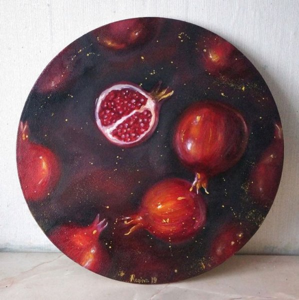 Живопись маслом на круглом холсте