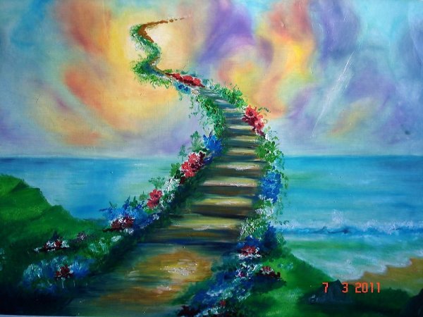Лестница в небо живопись